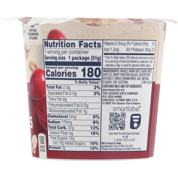 Quaker Instant Oatmeal, Apples & Cranberries