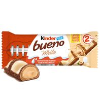 Kinder Bueno White Chocolate Bars with Hazelnut Filling Limited Time Only, 2 Bars per Pack, Bulk Chocolate Candy Bars for Game Day, Football Party Supplies, Snacks for Adults DestGlow
