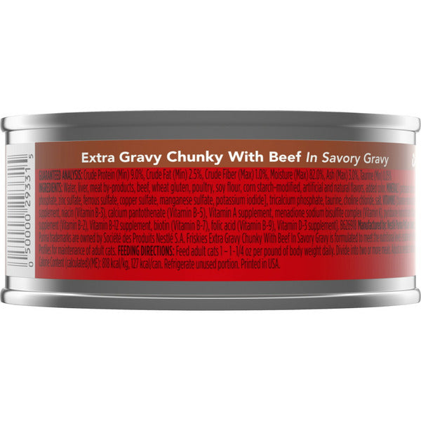 Purina Friskies Gravy Wet Cat Food, Extra Gravy Chunky With Beef in Savory Gravy DestGlow