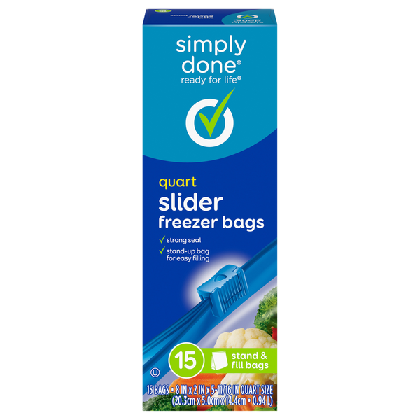 Simply Done Slide Quart Freezer Bags