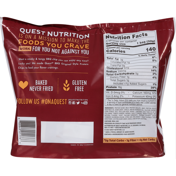 Quest Protein Chips, BBQ Flavor, Original Style