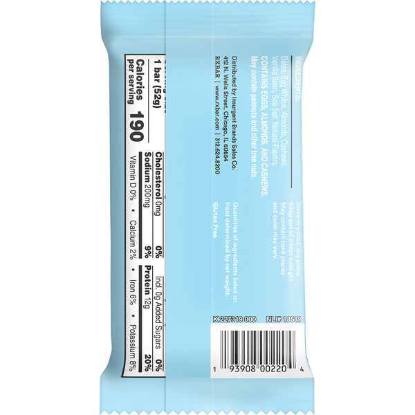 RXBAR Gluten-Free Protein Bar Vanilla Almond, 12g Protein, 1.8 oz