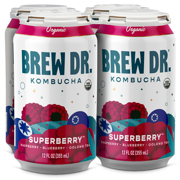 Brew Dr. Kombucha Superberry, w/ Raspberry, Blueberry & Oolong Tea