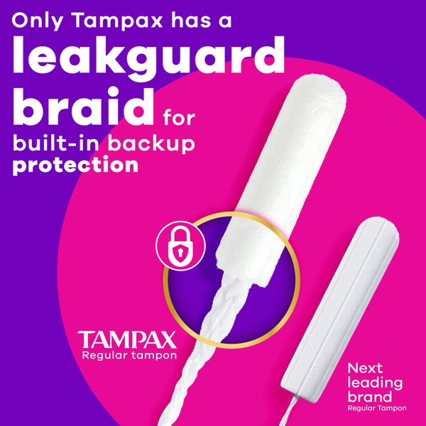 TAMPAX Radiant Tampons, with Leak Guard Braid, Regular