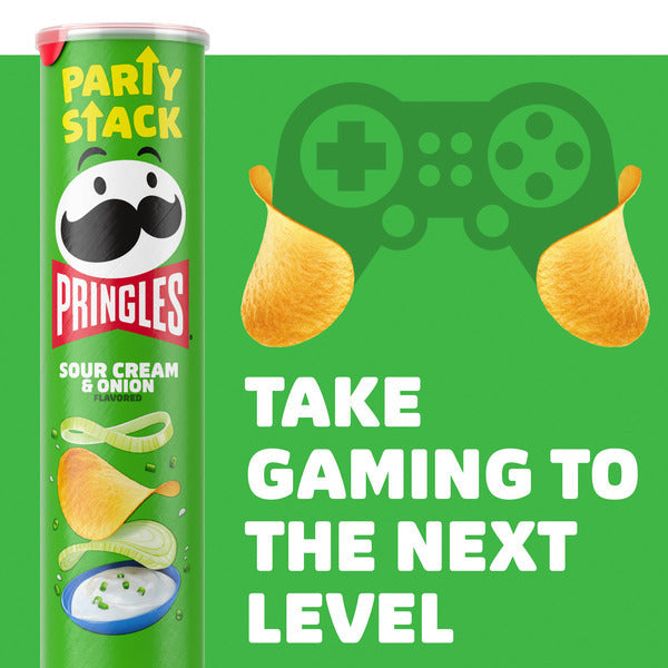 Pringles Sour Cream and Onion Potato Crisps Chips, Lunch Snacks, Party Stack, 7.1 oz