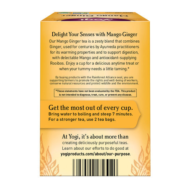 Yogi Tea Herbal Tea, Mango Ginger, Supports Digestion, Caffeine Free