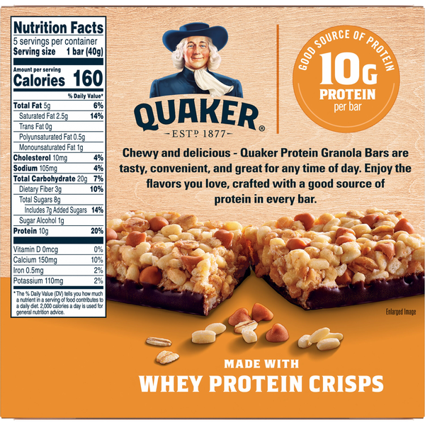 Quaker Protein Granola Bars, Peanut Butter & Chocolate, 10g Protein