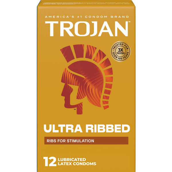 Trojan Ultra Ribbed Premium Lubricant Latex Condoms
