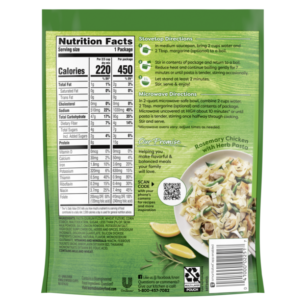 Knorr Pasta Sides Butter & Herb Fettuccine