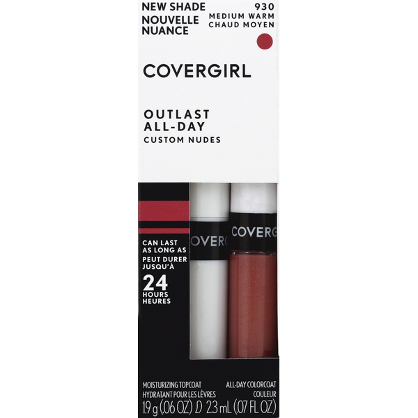 COVERGIRL Lip Color, Moisturizing Topcoat & All-Day Colorcoat, Medium Warm 930