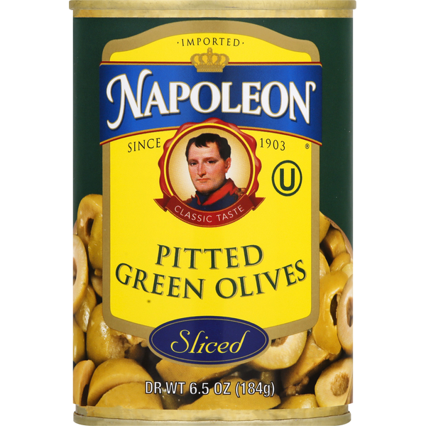 Napoleon Co. Olives, Green, Pitted, Sliced