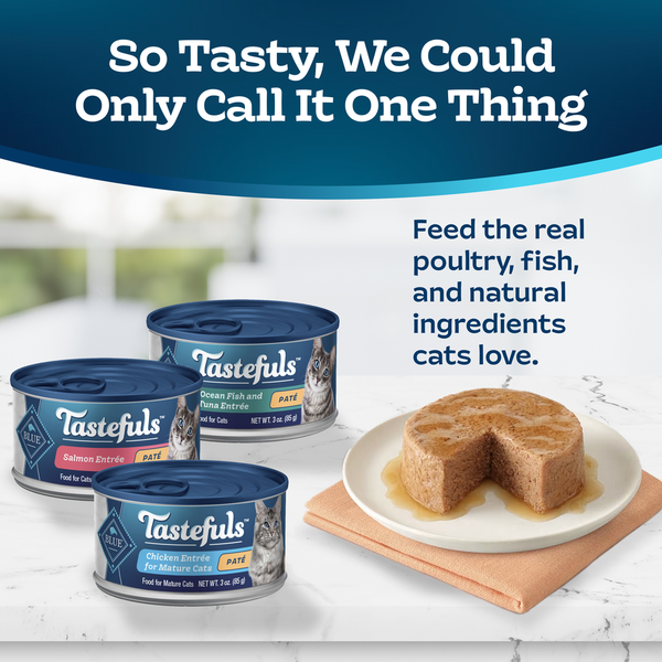 Blue Buffalo Tastefuls Pate Wet Cat Food, Salmon, Chicken, Ocean Fish & Tuna Variety Pack DestGlow