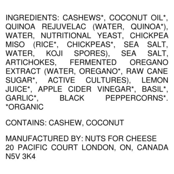 Nuts For Cheese Artichoke and Herb, Organic & Dairy-Free Cheese