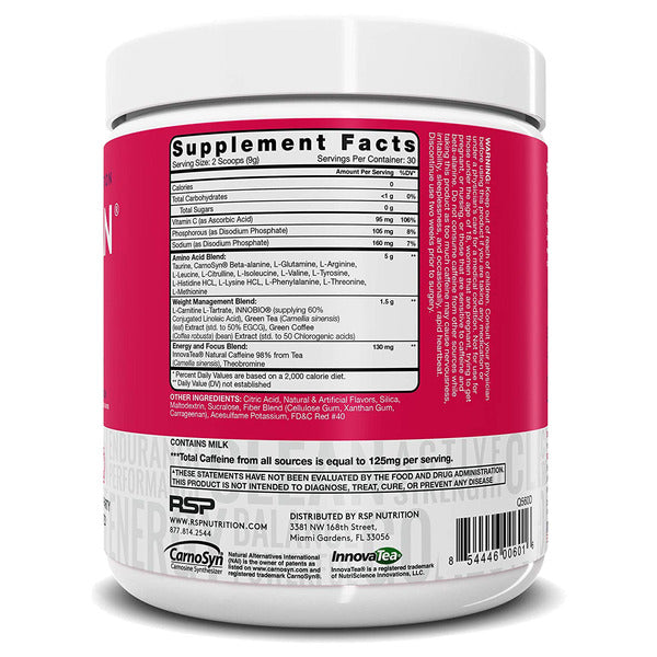 RSP Nutrition AminoLean Preworkout Energy, Fruit Punch