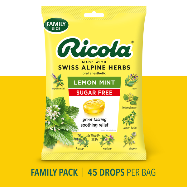 Ricola Lemon Mint, Sugar Free, Throat Drops