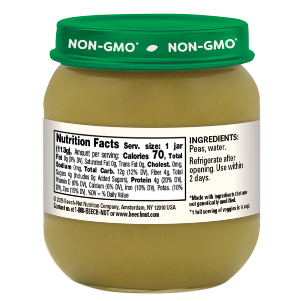 Beech-Nut Stage 2 Baby Food, Sweet Peas, 4 oz Jar