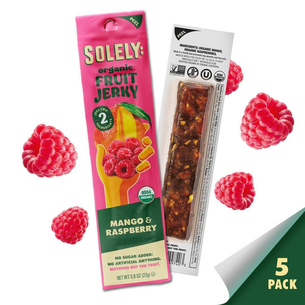Solely: Fruit Jerky, Organic, Mango & Raspberry, Multipack