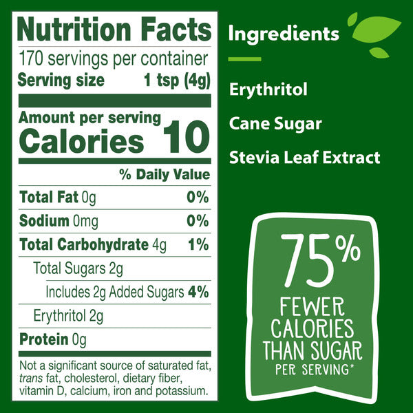 Truvia Cane Sugar Blend, Mix Of Stevia Sweetener And Cane Sugar