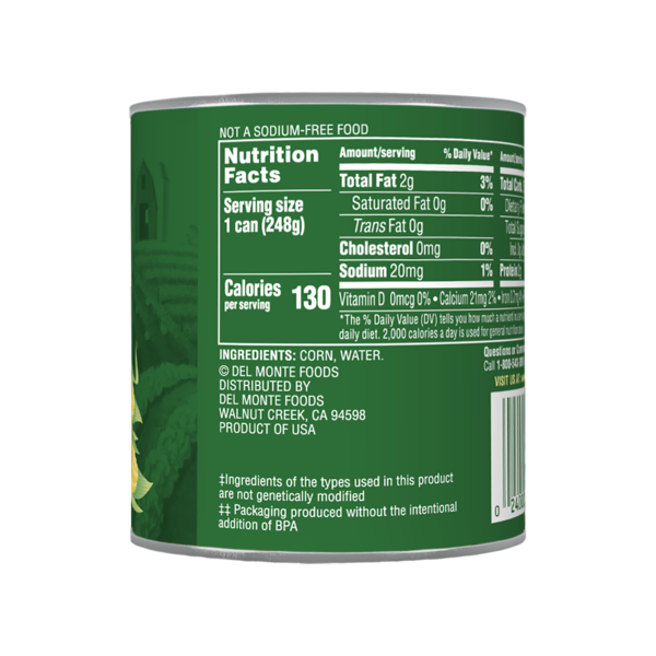 Del Monte No Salt Added Golden Sweet Whole Kernel Corn