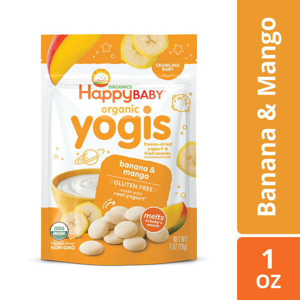 Happy Baby Organics Organic Yogis Freeze-Dried Yogurt & Fruit Snacks Banana & Mango