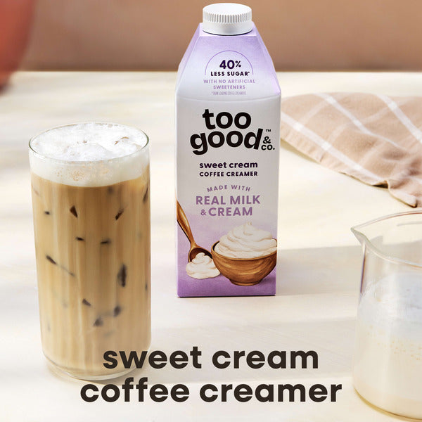 Too Good & Co. Sweet Cream Coffee Creamer, Flavored Creamer Made with Real Milk and Cream, Tastes Great in Iced Coffee and Cold Brew, 25.4 fl oz DestGlow