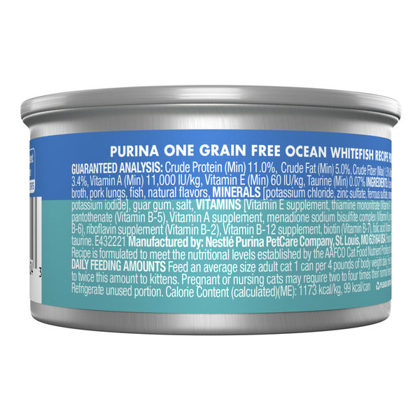 Purina ONE Natural, High Protein, Grain Free Wet Cat Food Pate, Ocean Whitefish Recipe DestGlow