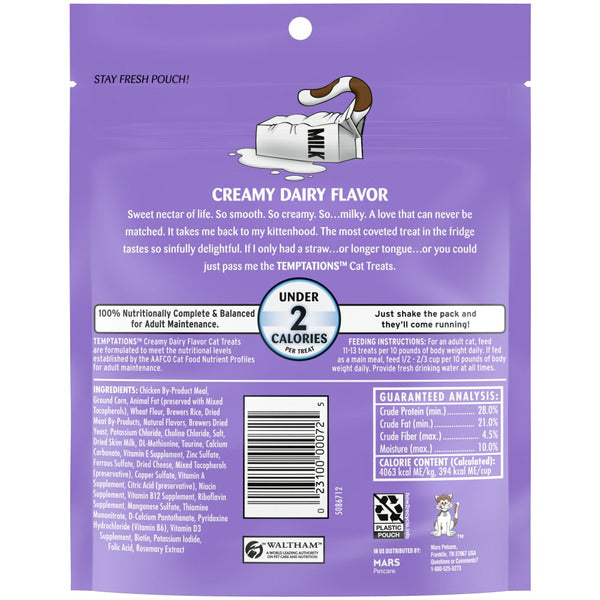TEMPTATIONS Classic Crunchy and Soft Cat Treats Creamy Dairy Flavor