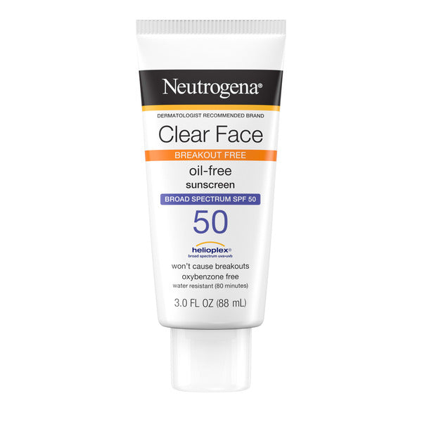 Neutrogena SPF 50 Clear Face Sunscreen for Oily Skin, 3 fl. oz DestGlow
