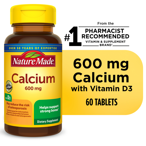 Nature Made Calcium 600 mg with Vitamin D3 Tablets