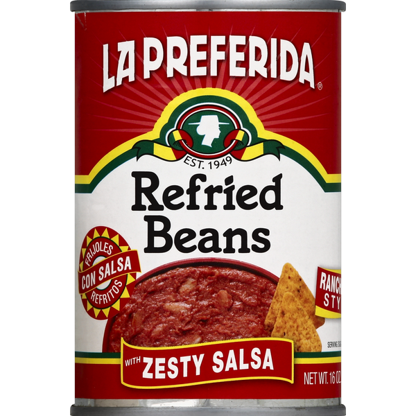 La Preferida Refried Beans, with Zesty Salsa
