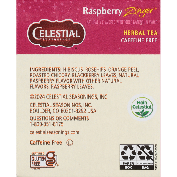 Celestial Seasonings Raspberry Zinger Caffeine Free Herbal Tea