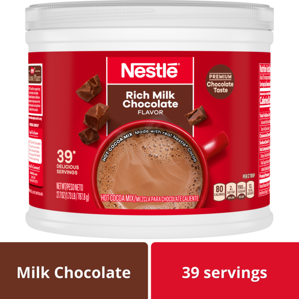 Nestle Hot Cocoa Rich Milk Chocolate Flavored Mix Powder Canister