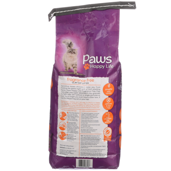 Paws Happy Life Clay Cat Litter, Fragrance Free
