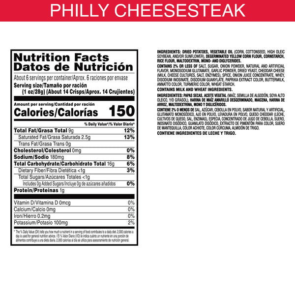Pringles Philly Cheesesteak Potato Crisps Chips, Lunch Snacks, 5.5 oz