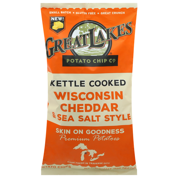 Great Lakes Potato Chip Co. Kettle Cooked Wisconsin Cheddar & Sea Salt Style Potato Chips