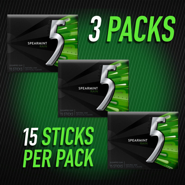 5 Gum Spearmint Rain Sugar Free Chewing Gum Bulk