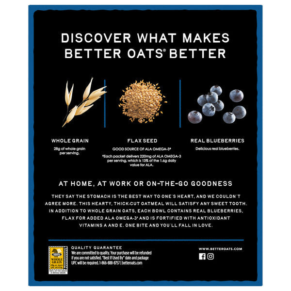 Better Oats Thick & Hearty Blueberry Muffin Instant Oatmeal with Flax Seeds