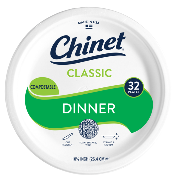 Chinet Classic White Dinner Plates, 10.375" DestGlow