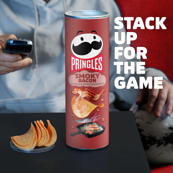 Pringles Smoky Bacon Potato Crisps Chips, Lunch Snacks, 5.5 oz