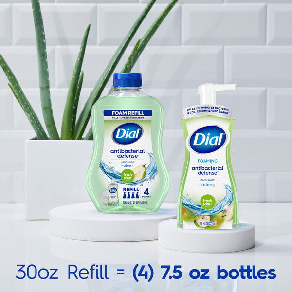 Dial Antibacterial Defense Fresh Pear Foaming Hand Soap Refill, 30 fl oz