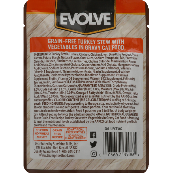 EVOLVE Food for Cats, Turkey Stew with Vegetables in Gravy