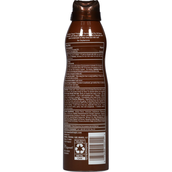 Hawaiian Tropic Protective Tanning Broad Spectrum SPF 15 Sunscreen Dry Oil Spray