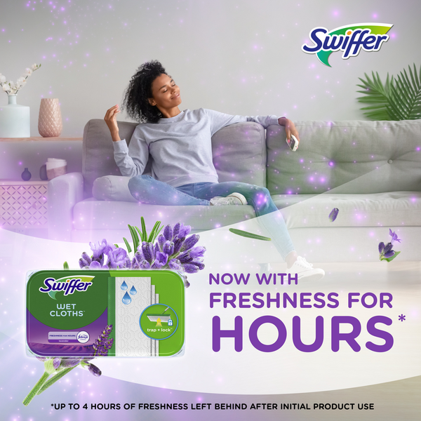 Swiffer Sweeper Wet Mopping Cloths with Febreze Freshness, Lavender Vanilla & Comfort