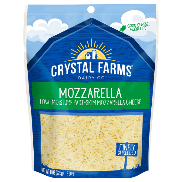 Crystal Farms Cheese, Mozzarella, Finely Shredded