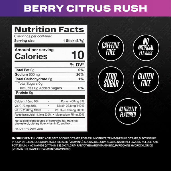 PRIME Rapid Rehydration Sticks - US - Berry Citrus Rush 6ct Carton