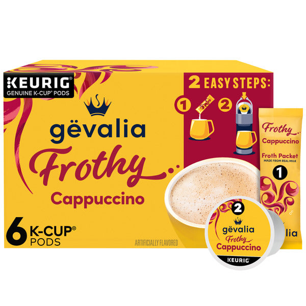 Gevalia Frothy 2-Step Cappuccino Espresso Keurig K-Cup® Coffee Pods & Froth Packets Kit