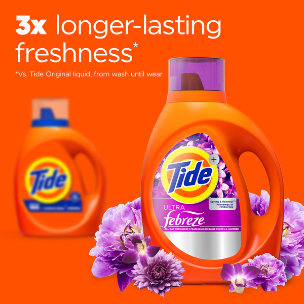 Tide Ultra Febreze Liquid Laundry Detergent, Spring and Renewal scent, 52 Loads