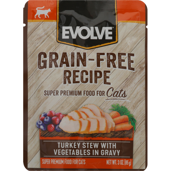 EVOLVE Food for Cats, Turkey Stew with Vegetables in Gravy