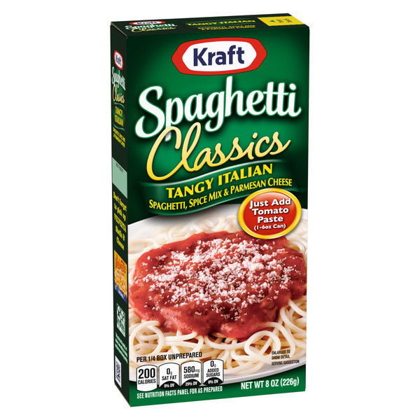 Kraft Spaghetti Classics Tangy Italian Spaghetti, Spice Mix & Parmesan Cheese Meal Mix