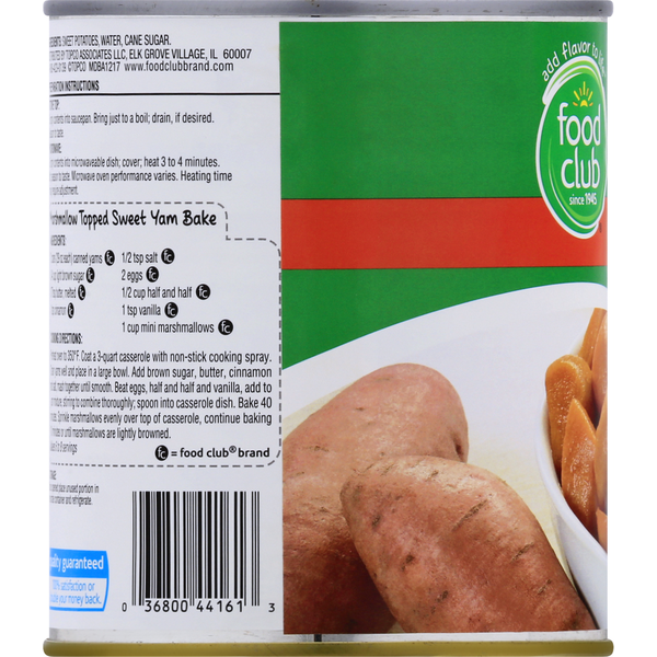 Food Club Yams, Cut